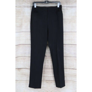 Alfani Womens Sz 4 Curvy Straight Leg Mid Rise Elastic Waist Slacks Pants Black